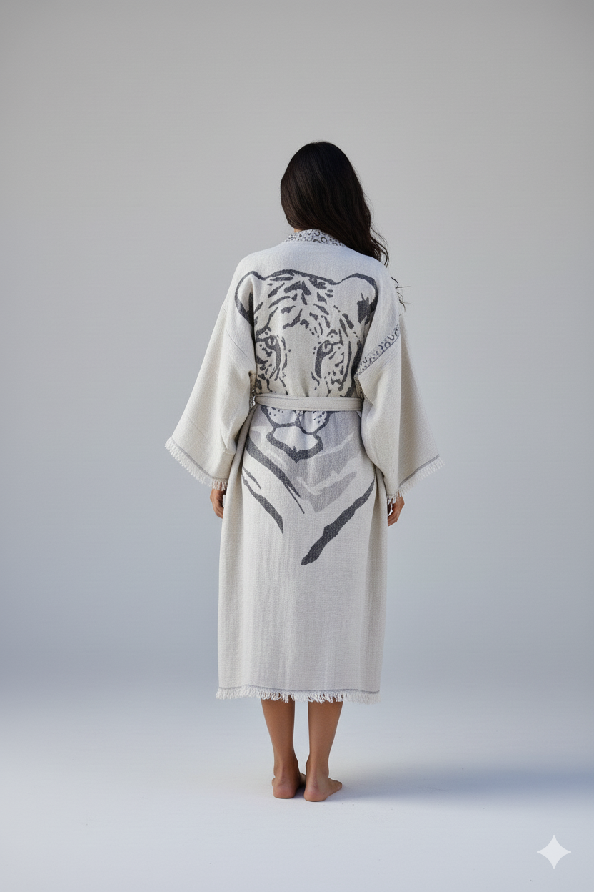 100% Cotton Tiger Kimono Hand Printed