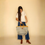 Ash Wisdom Striped Handwoven Sisal Straw Basket Tote - Handwoven Kenya