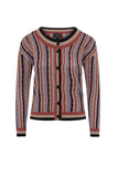 Cropped Textured Knit Striped Cardigan
