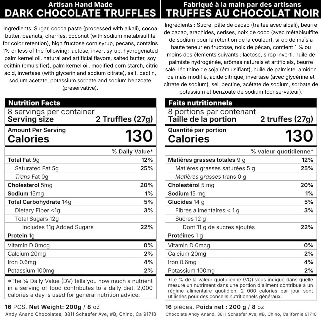 Gluten-Free Belgian Dark Chocolate Truffles, 16 pc, 8 oz – Champagne, Rum, Amaretto & Black Forest, Birthday & Holiday Gift