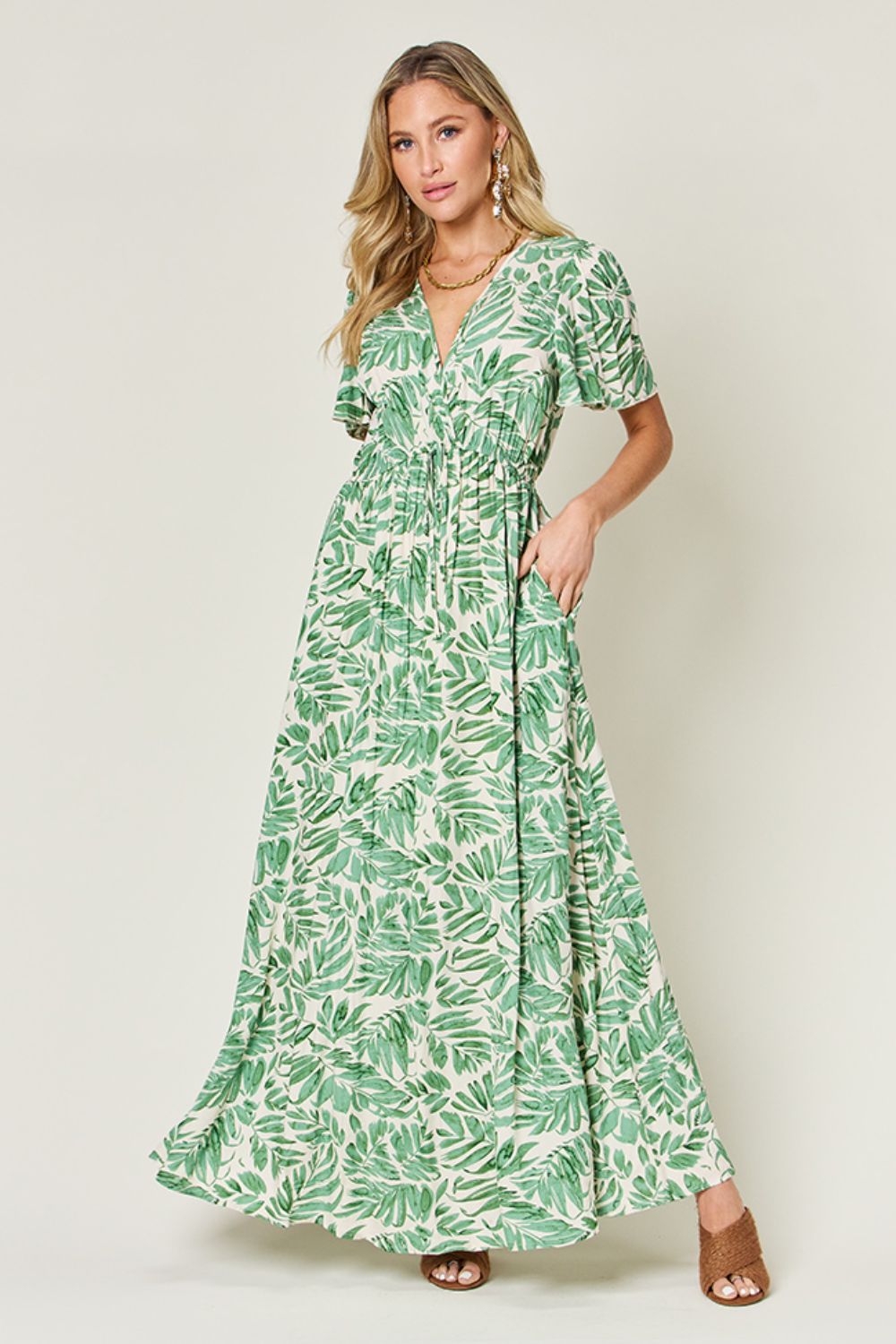 Plus Size Green Tropical Resort Maxi Dress