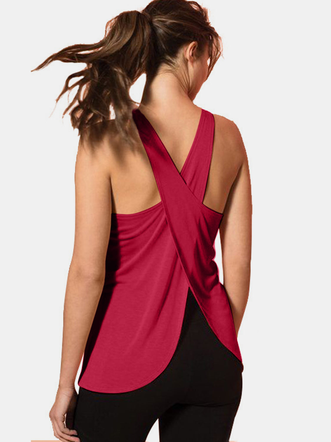 Crisscross Scoop Neck Active Yoga Tank