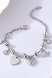 Titanium Steel Inland Zircon Heart Charm Bracelet