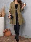 Plus Size Lapel Collar Trench Coat