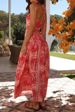 Tropical Halter Neck Maxi Resort Vacation Dress