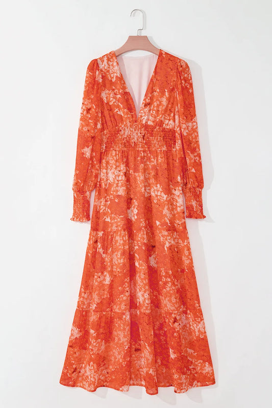 Beach Maxi Long Sleeve Orange Dress