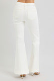 Full Size High Rise Front Patch Pocket White Flare Jeans