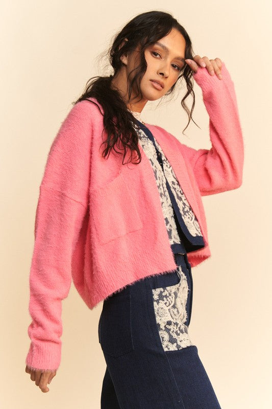 Strawberry Open Front Cardigan