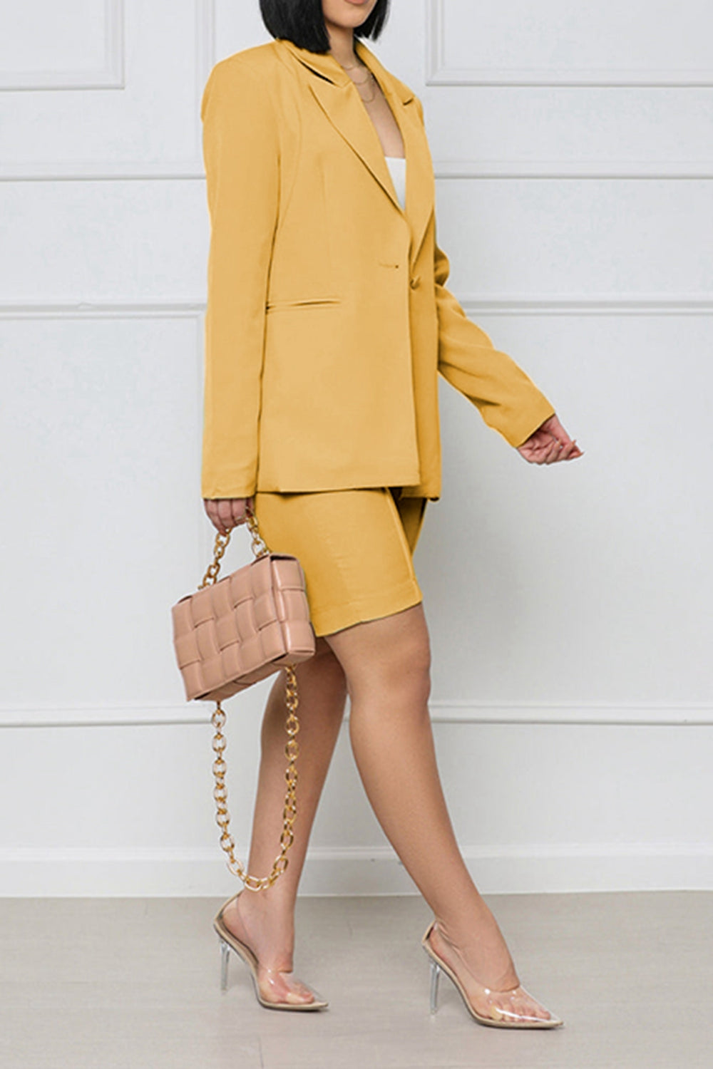 Long Sleeve Resort Blazer and Shorts Set