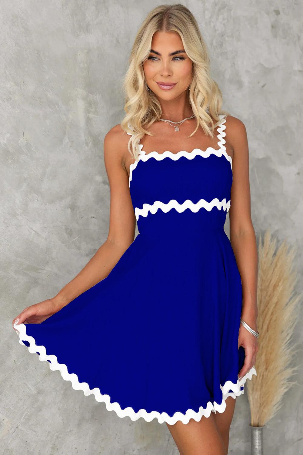 Contrast Trim Resort Tank Mini Dress