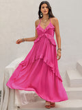 Ruffled Hot Pink Maxi Beach Dress