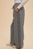 Drawstring Checkered Wide Leg Resort Pants