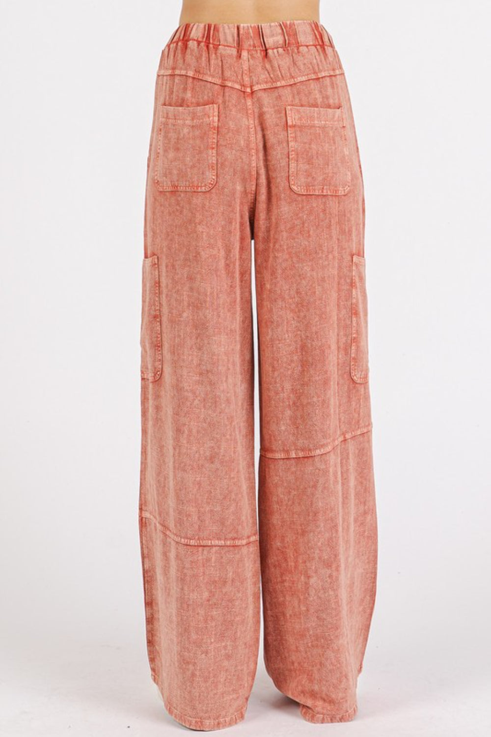 Beachy Boho Mineral Wash Drawstring Elastic Waist Pants