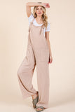 Wide Leg Ribbed Overalls with Pockets