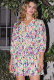 Full Size Floral Ruched Mini Summer Dress