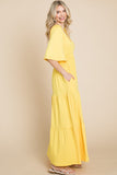 Yellow Backless Plunge Resort Maxi Dress