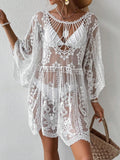 Lace Round Neck Beach Dress, Resort Cover-Up