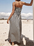 Striped Square Neck Beach Maxi Cami Dress