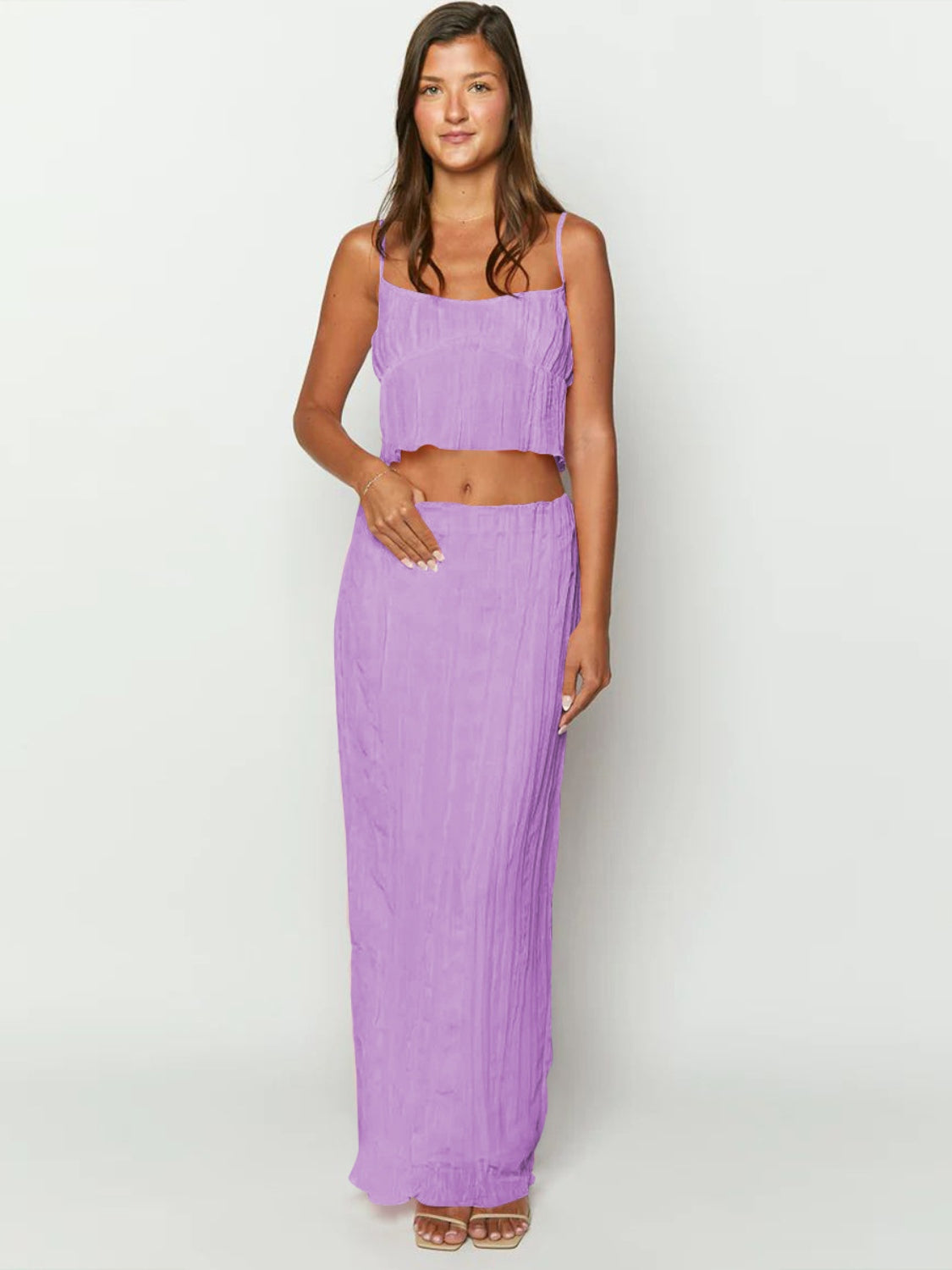 Sleeveless Top and Ruched Resort Skirt Set