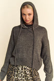 Shoulder Long Sleeve Hooded Sweater