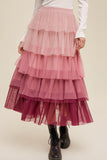 Elastic Waist Layered Tulle Boho Skirt