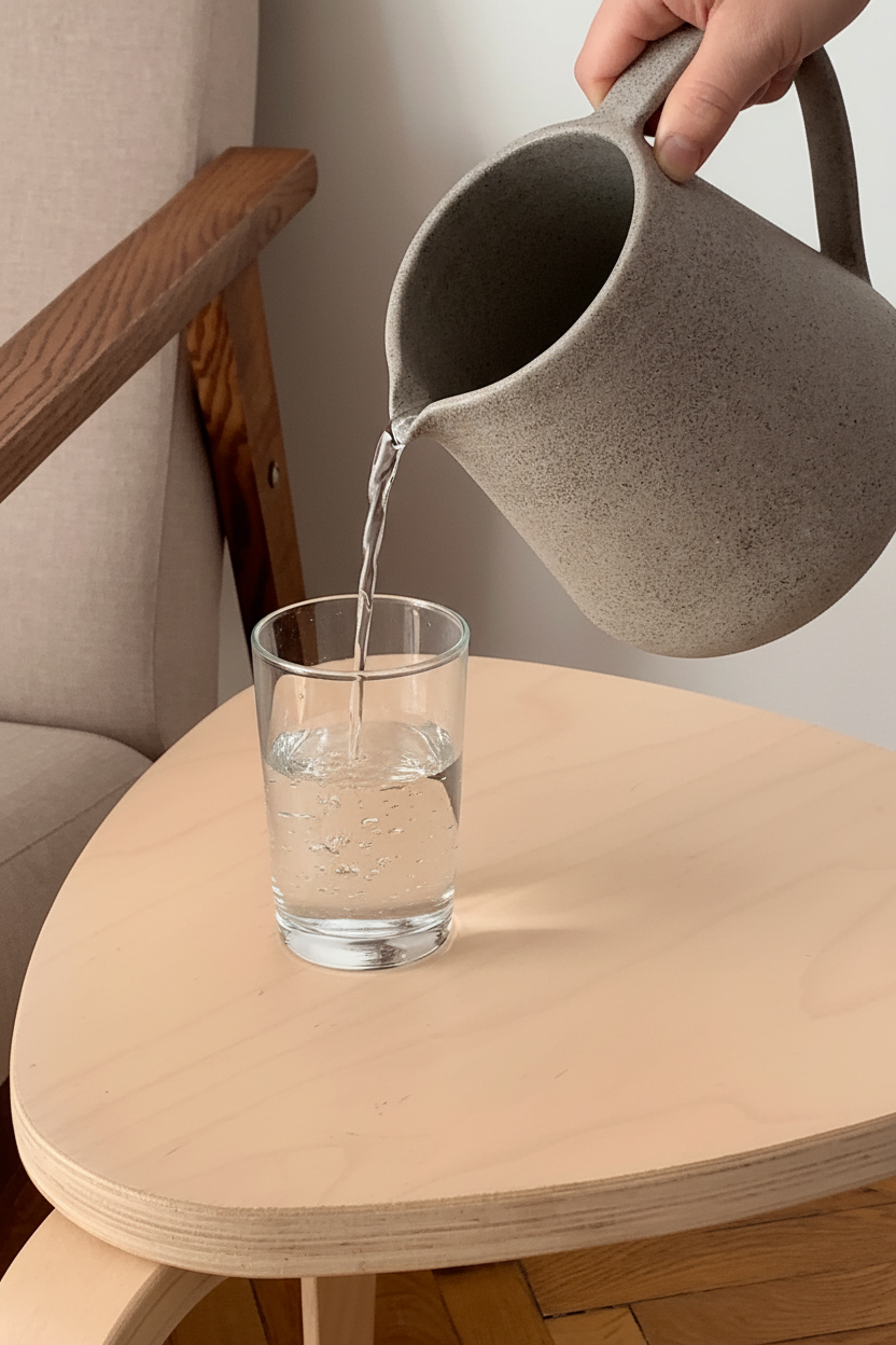 Handmade Stoneware Pitcher Concrete