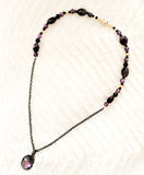 Amethyst and Black Spinel Necklace - Artisan Crafted
