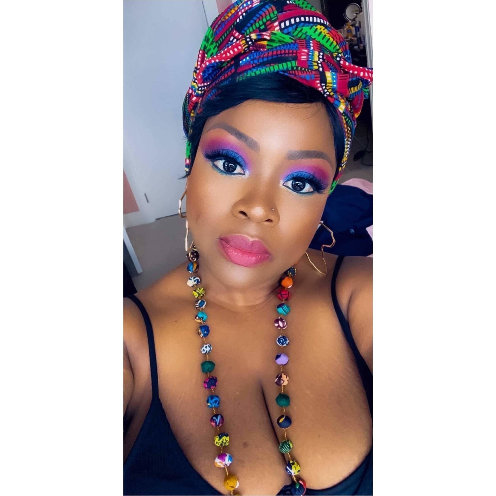 Ankara fabric balls single Necklaces