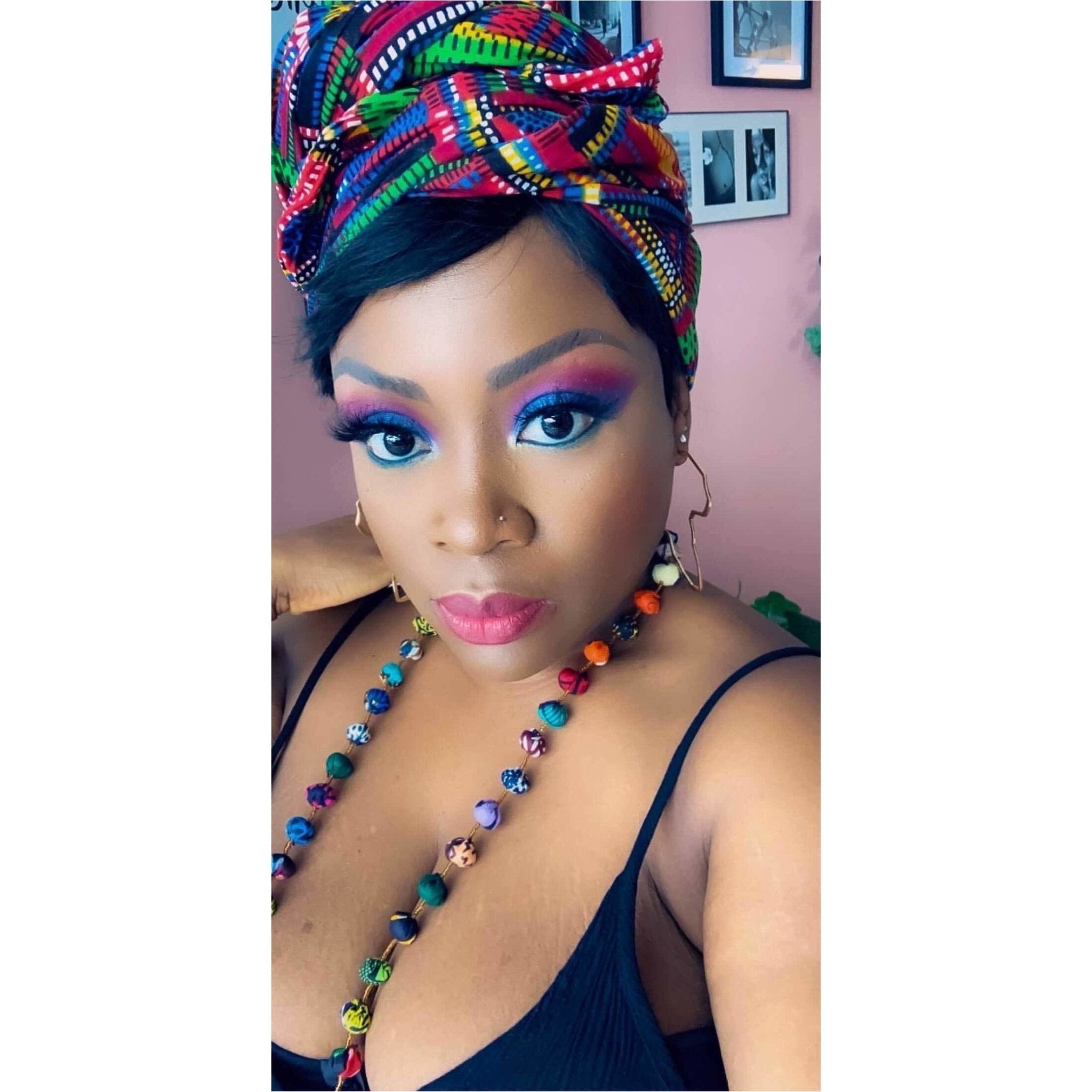 Ankara fabric balls single Necklaces