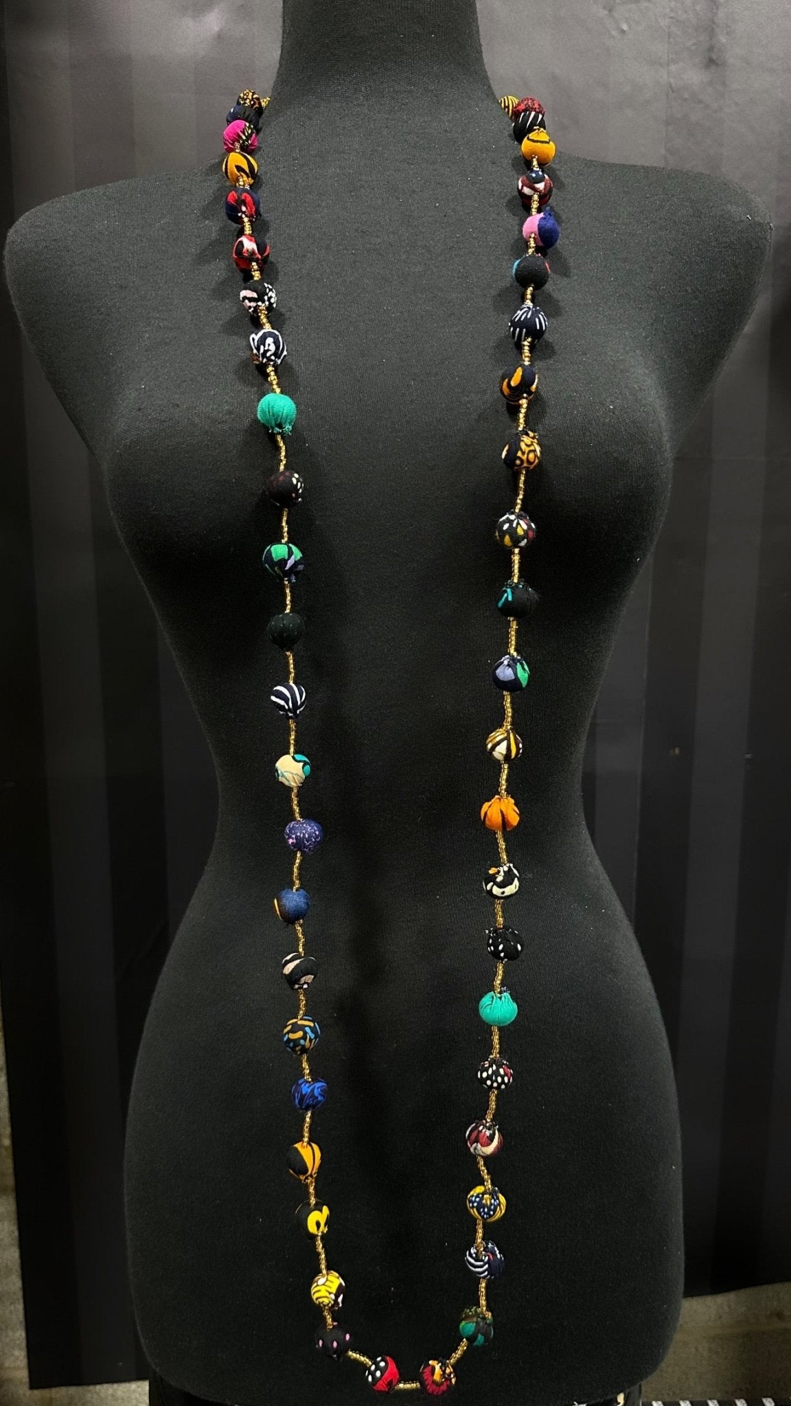 Ankara fabric balls single Necklaces