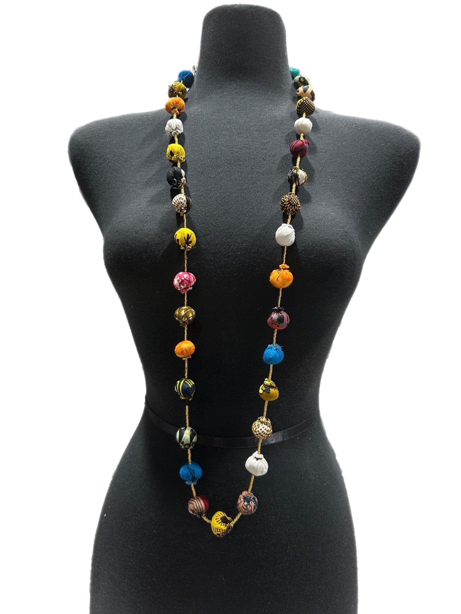 Ankara fabric balls single Necklaces
