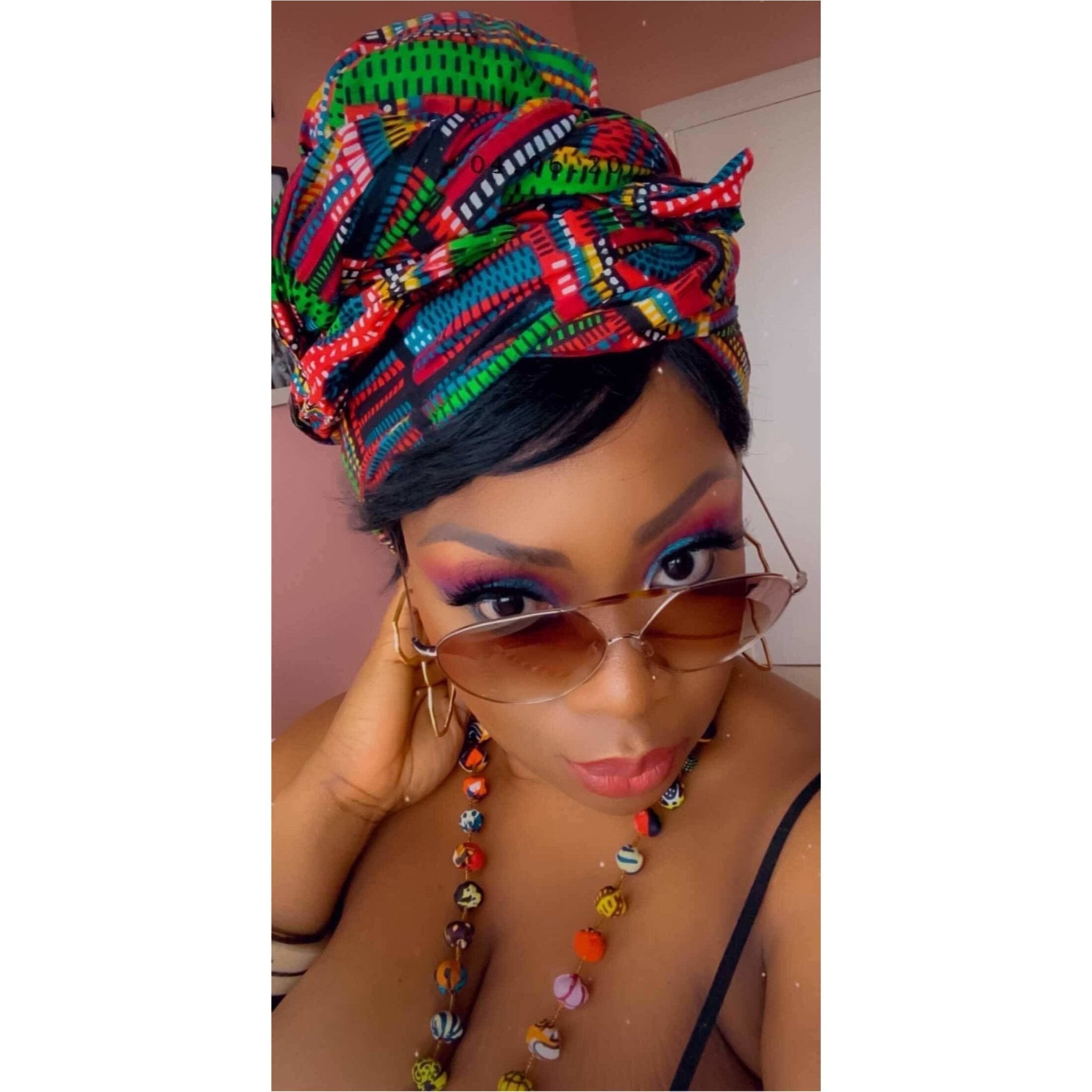 Ankara fabric balls single Necklaces