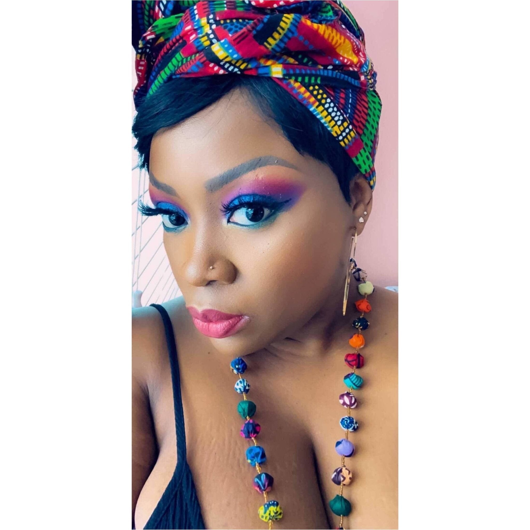 Ankara fabric balls single Necklaces