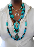 Artisan Antique Turquoise and Pearl Layered Necklace