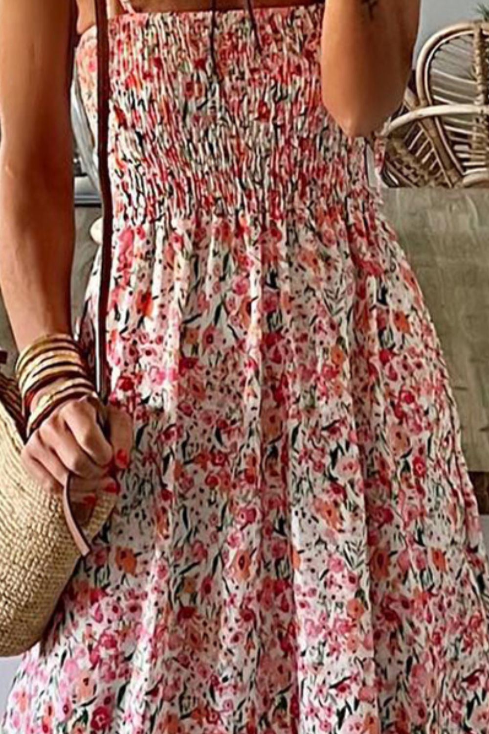 Floral Spaghetti Strap Summer Maxi Dress