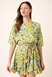 Floral Tie Waist Half Sleeve Summer Mini Dress