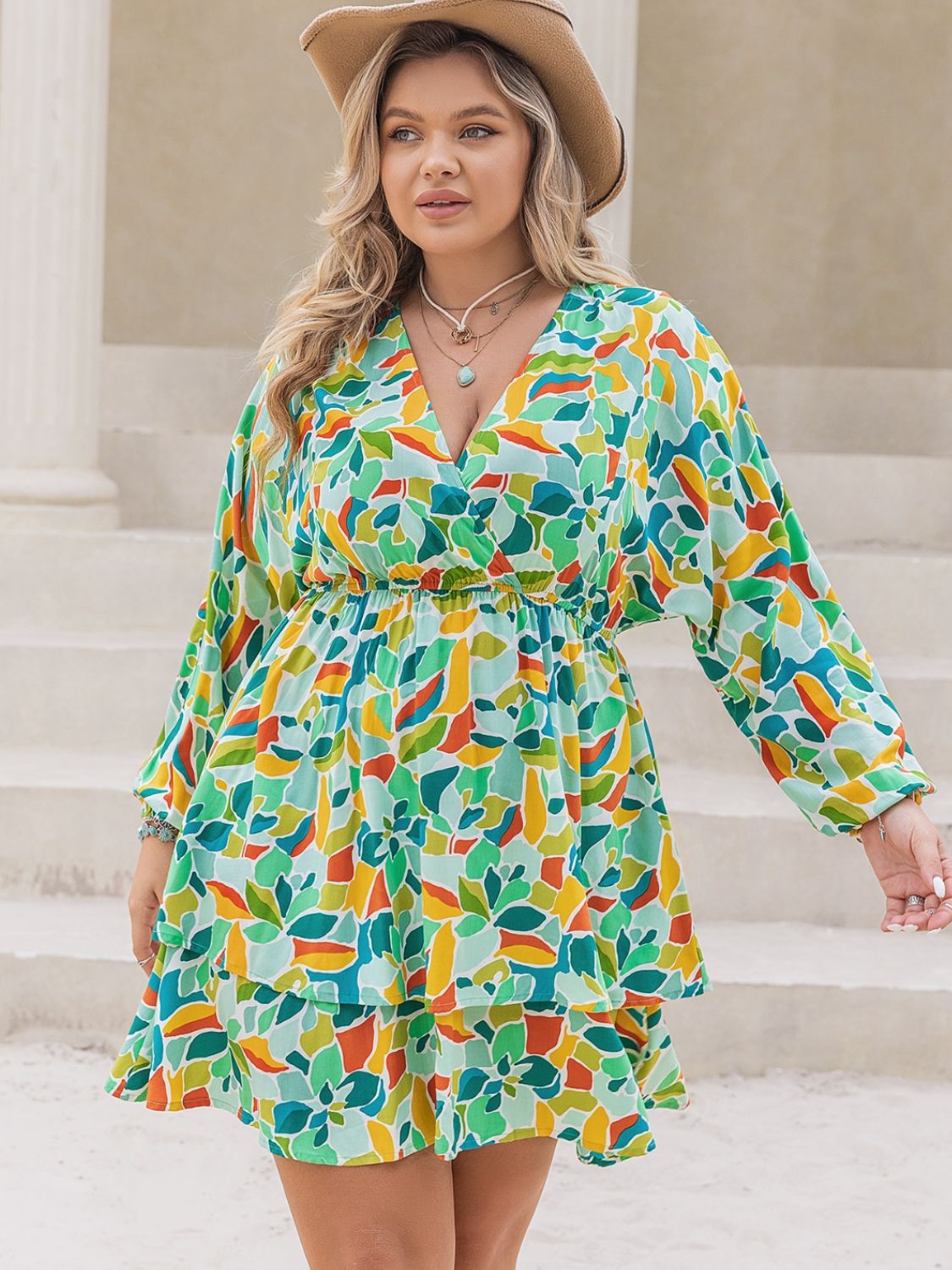 Plus Size Long Sleeve Mini Summer Dress