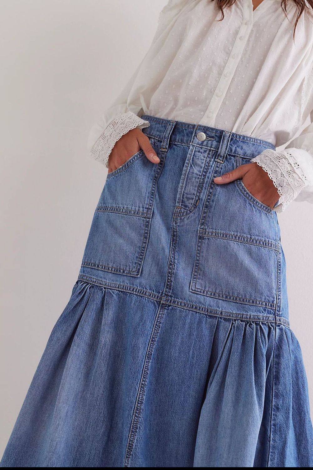 Denim Skirt with Pockets