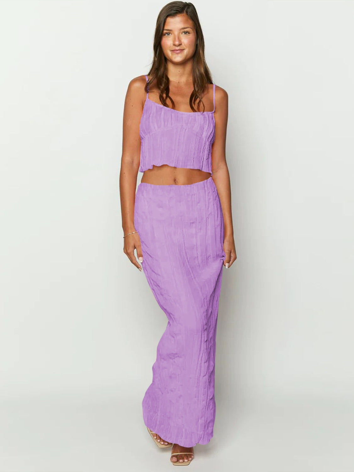 Sleeveless Top and Ruched Resort Skirt Set