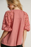 Full Size Lace Puff Sleeve Top