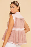 Dusty Pink Peplum Button Resort Blouse