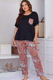 Plus Size Tee and Floral Pants Lounge Set