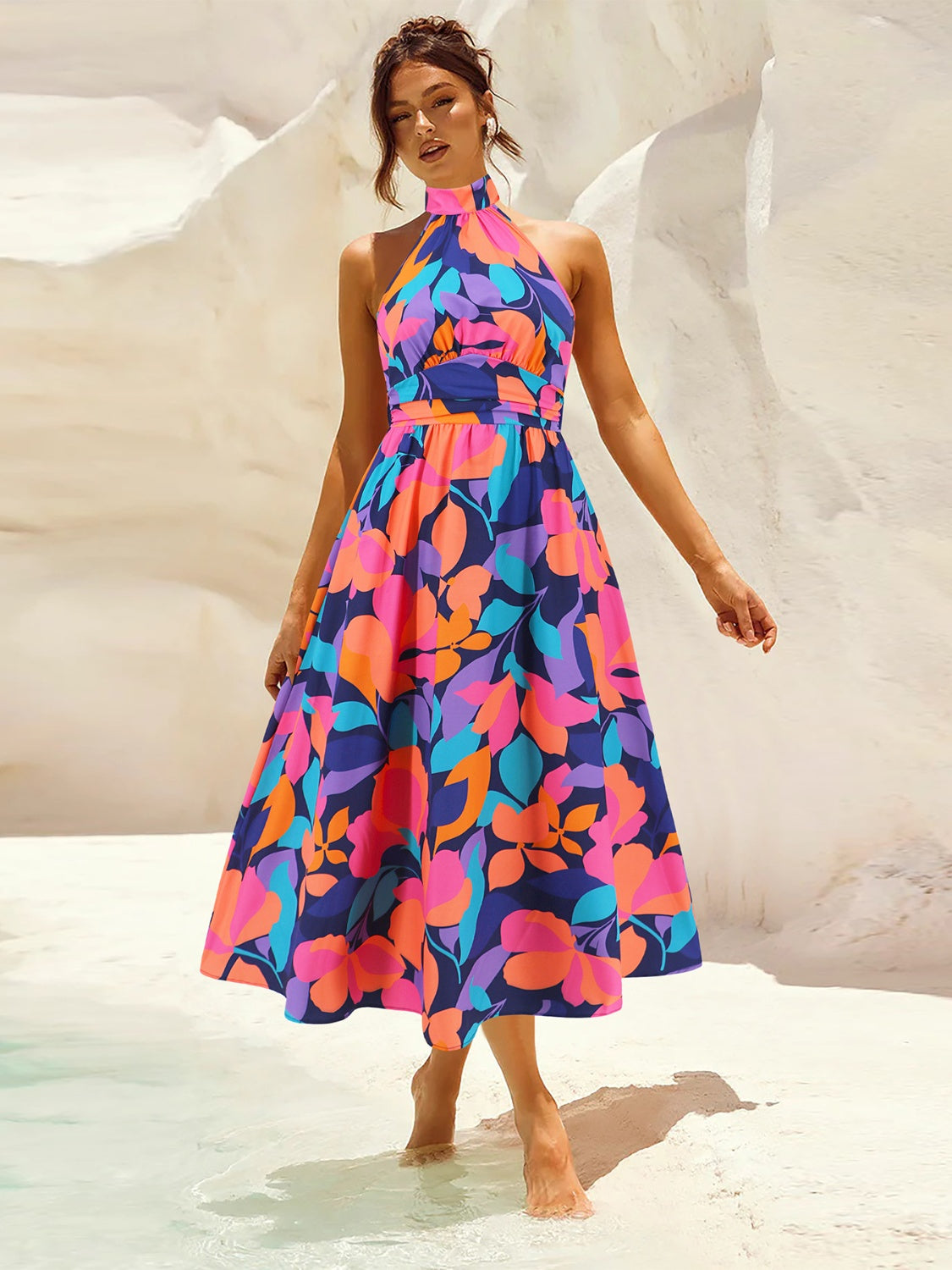 Floral Sleeveless Midi Summer Dress