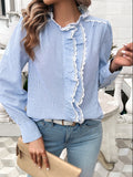 Lace Detail Ruffled Long Sleeve Shirt