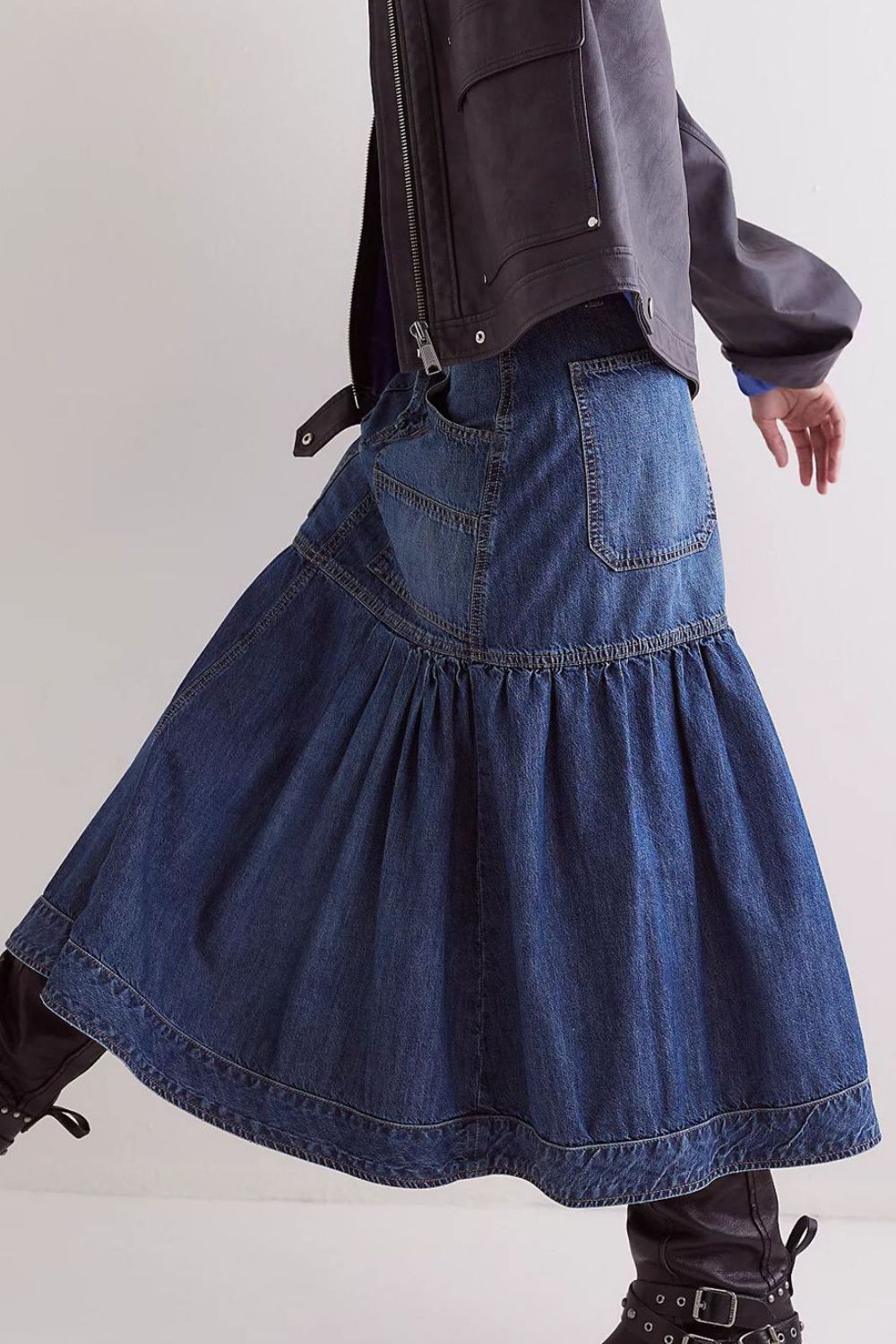 Denim Skirt with Pockets