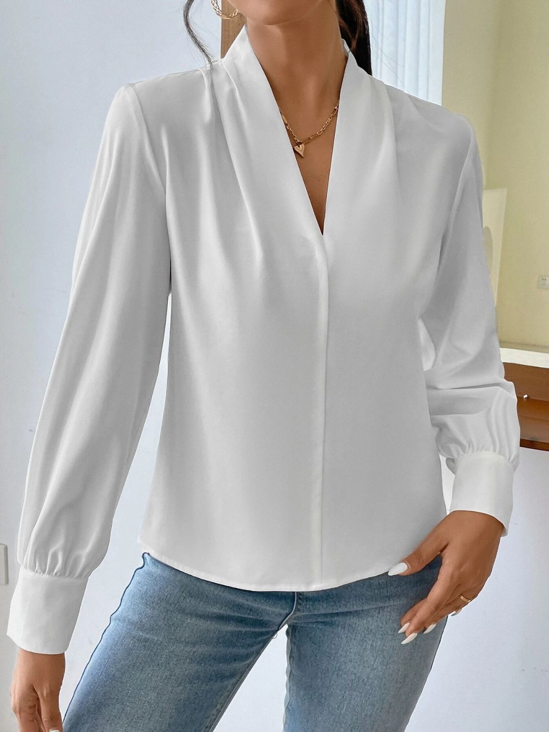 Classic V Neck Long Sleeve Shirt