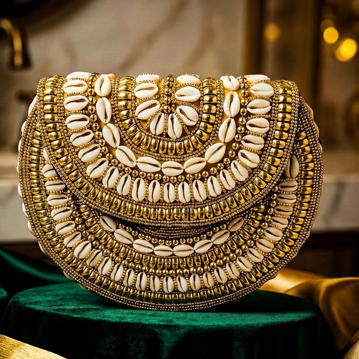 Bahari Luxe Cowry Shell Clutch - Artisan Hancrafted