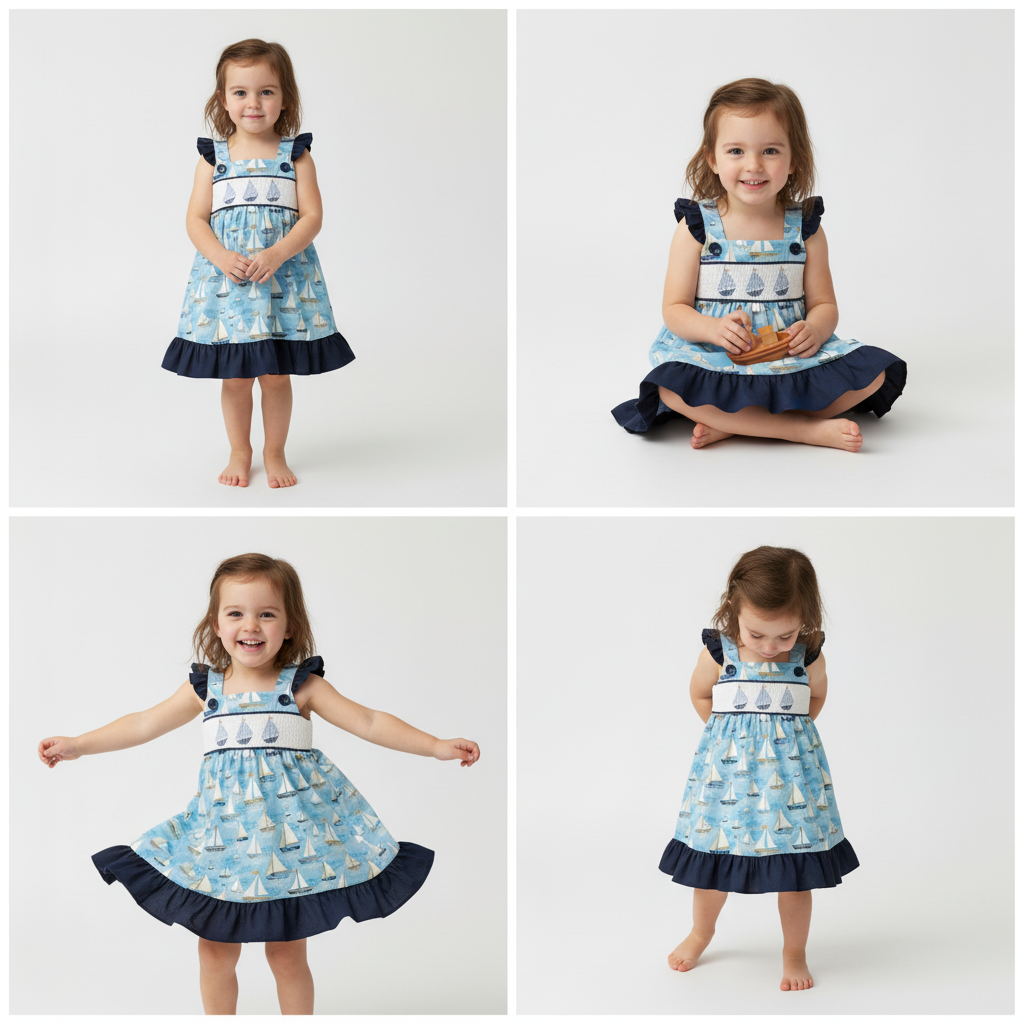 Sail away ruffle Girls Dress