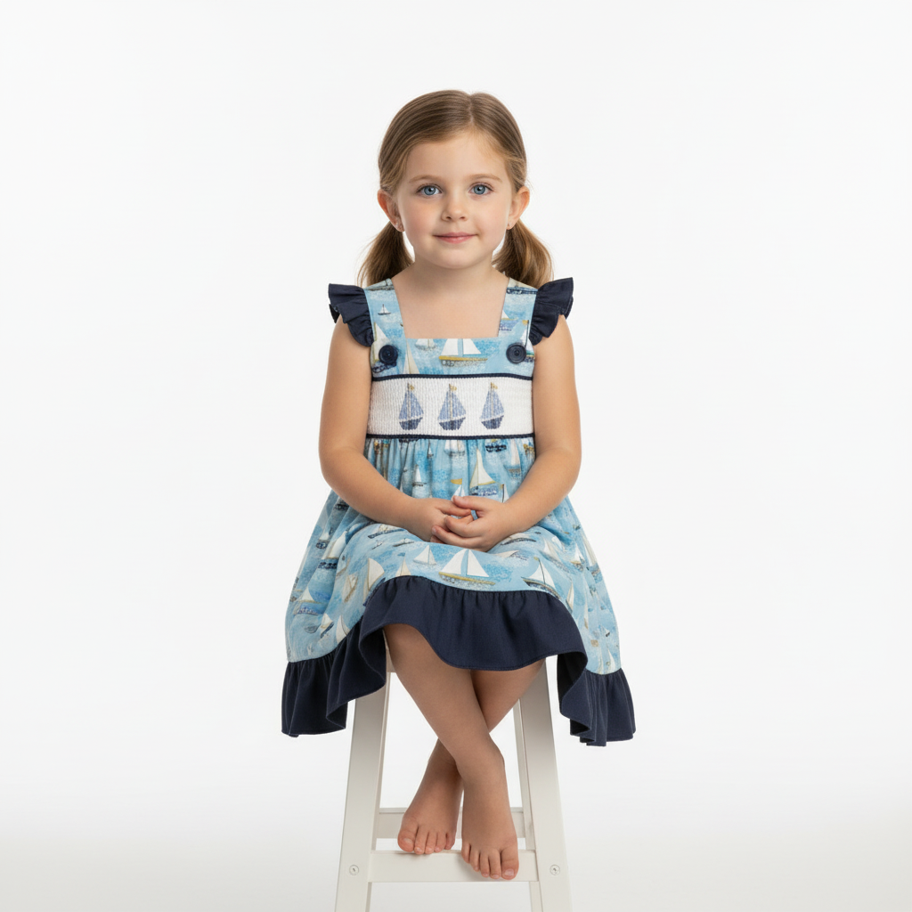 Sail away ruffle Girls Dress