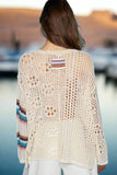 Striped Long Sleeve Knit Beach Cover Up